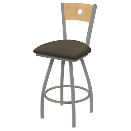 Holland Bar Stool Co 36" Swivel Counter Stool, Nickel Finish, Nat Back, Canter Earth Seat X830